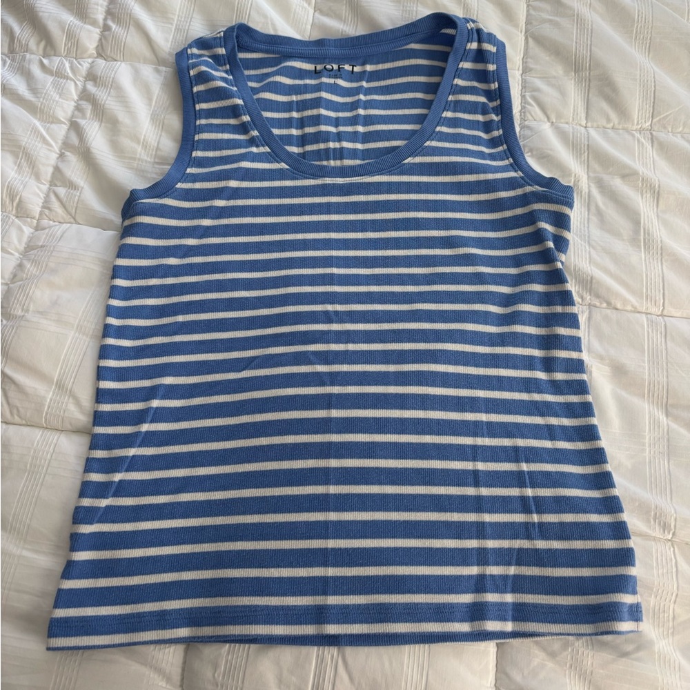 Blue and White Striped Tank Top LOFT